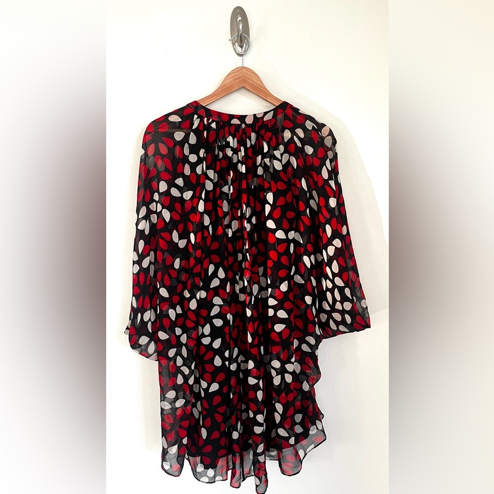 DIANE VON FURSTENBERG  Fleurette Silk Mini Dress Red White Floral Petals Sz. 4 - Picture 13 of 16